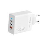 Αντάπτορας φόρτισης Fast Charge με 3 θύρες USB-A & Type-C - 120W - CX-180B - 271801 - White