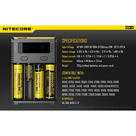 ΦΟΡΤΙΣΤΗΣ NITECORE i4, Τεσσάρων Θέσεων, New