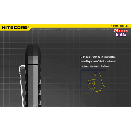 ΦΑΚΟΣ LED NITECORE THUMB LEO ,rechargable, 45lumens+500mW UV