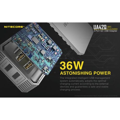 ΤΡΟΦΟΔΟΤΙΚΟ USB, NITECORE UA42Q Quick charge 3.0
