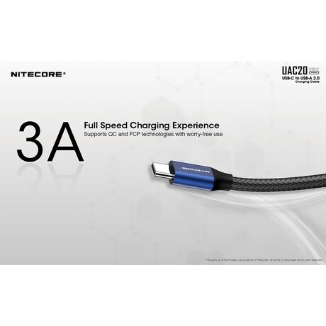 ΚΑΛΩΔΙΟ USB-C to USB-A 2.0, 3A,  NITECORE, UAC20