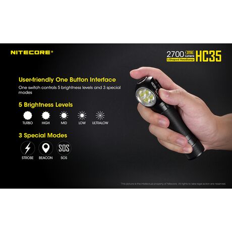 ΦΑΚΟΣ LED NITECORE HEADLAMP HC35, Rechargable 2700Lumens + 4000ma 21700 batt