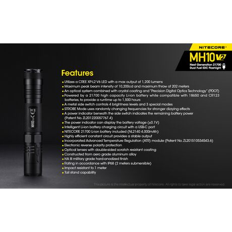 ΦΑΚΟΣ LED NITECORE MULTI TASK HYBRID MH10V2