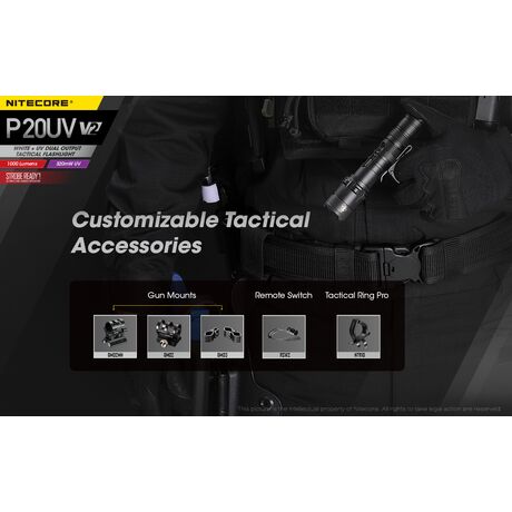 ΦΑΚΟΣ LED NITECORE PRECISE P20UV V2, Tactical, Strobe Ready