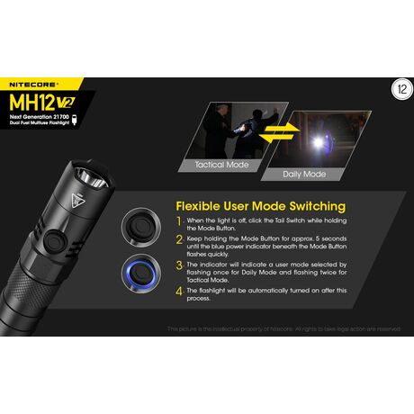 Φακός Led Nitecore Multi Task Hybrid MH12V2