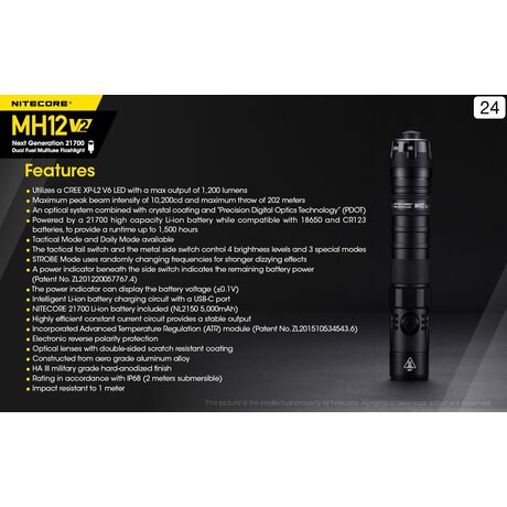 Φακός Led Nitecore Multi Task Hybrid MH12V2