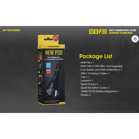 Φακός Led Nitecore Precise P30 + 2150R USB-C