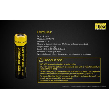 Μπαταρία Nitecore 18650 NL1823 2300mAh