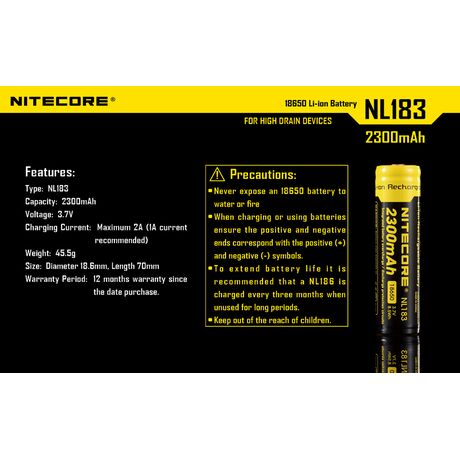 Μπαταρία Nitecore 18650 NL1823 2300mAh