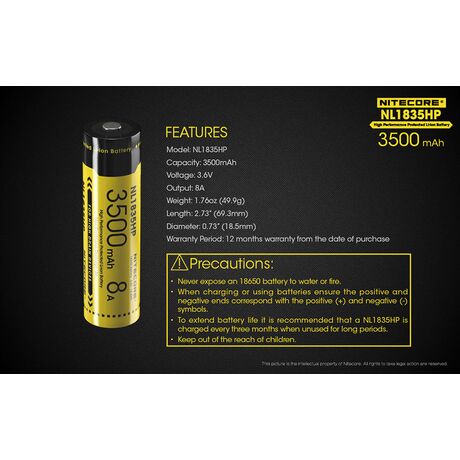 Μπαταρία Nitecore 18650 NL1835HP 3500mAh