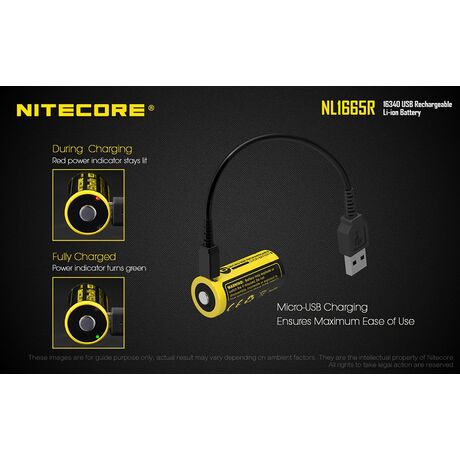 Μπαταρία Nitecore RCR123A NL1665R 650mAh