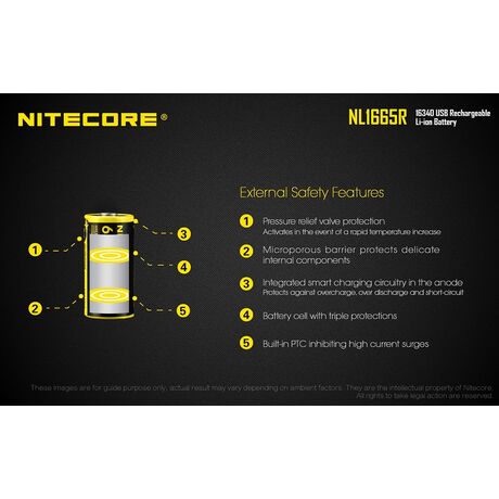 Μπαταρία Nitecore RCR123A NL1665R 650mAh