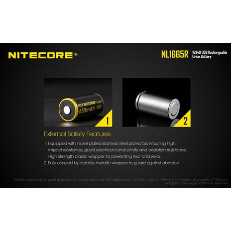 Μπαταρία Nitecore RCR123A NL1665R 650mAh