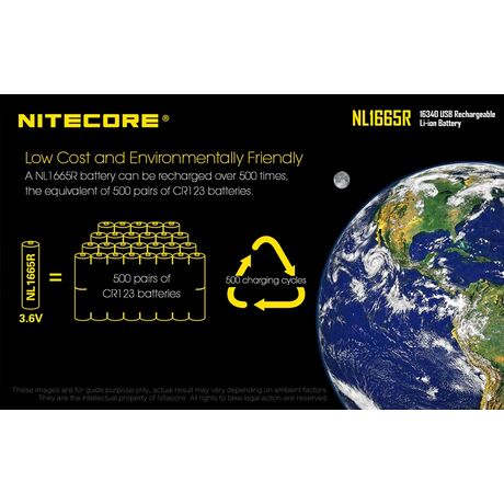 Μπαταρία Nitecore RCR123A NL1665R 650mAh