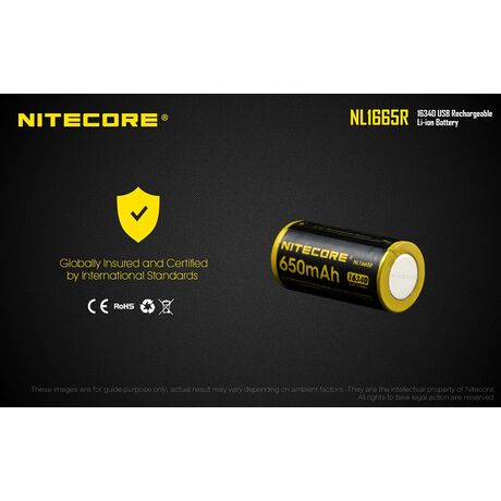Μπαταρία Nitecore RCR123A NL1665R 650mAh