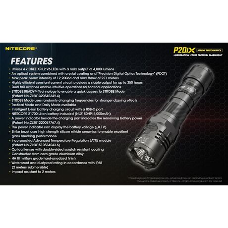 ΦΑΚΟΣ LED NITECORE PRECISE P20ix, Tactical, Strobe Ready