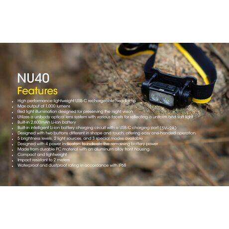 ΦΑΚΟΣ LED NITECORE HEADLAMP NU40, 1000Lm