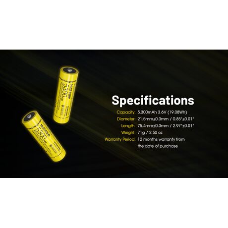 ΜΠΑΤΑΡΙΑ NITECORE 21700/ 5300mAh / HP (τιμή τεμαχίου)