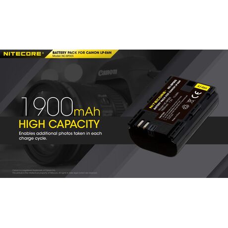 ΜΠΑΤΑΡΙΑ NITECORE for Canon LP-E6N, 7.2V , 1900mAh, 13.6Wh