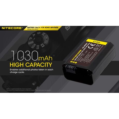 ΜΠΑΤΑΡΙΑ NITECORE for SONY NP-FW50, 7.4V , 1030mAh, 7.6Wh