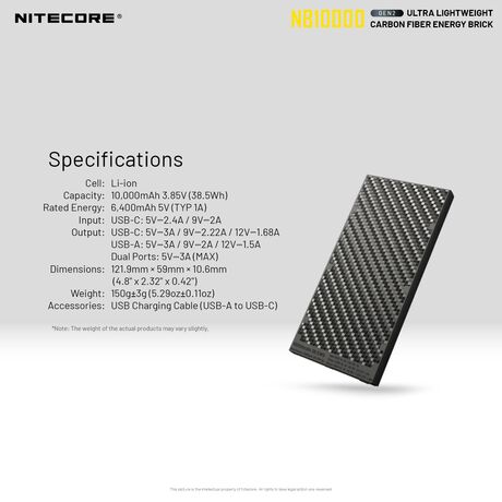 POWER BANK NITECORE NB10000 Upgraded version