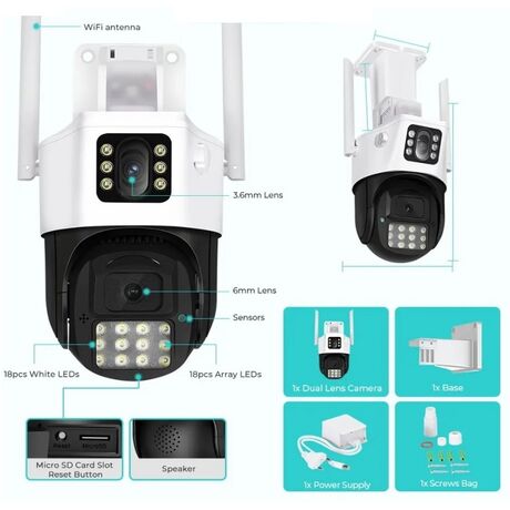 Κάμερα ασφαλείας IP Dual - Security Camera - WiFi - P33 - 4MP - 322008