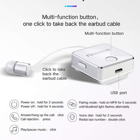Ασύρματο ακουστικό Bluetooth - F1 - Fineblue - 712270 - White