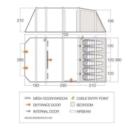 VANGO Lismore Air 600XL Package, Φουσκωτή σκηνή 6 ατόμων, 705 x 380 x 210(ύψος) cm, TETLISMAI000002 /Mineral Green