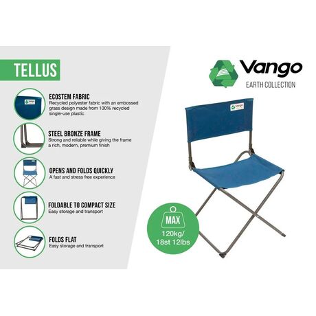 VANGO Tellus Folding Camping Chair, Πτυσσόμενη Καρέκλα, CHRTELLUSM23Z06 /Moroccan Blue