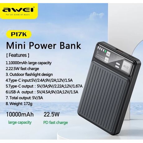 Powerbank - P17K - 10.000mah - 22.5W - AWEI - 004817