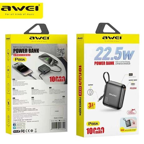 Powerbank - P86K - 10.000mah - AWEI - 008822 - Blue