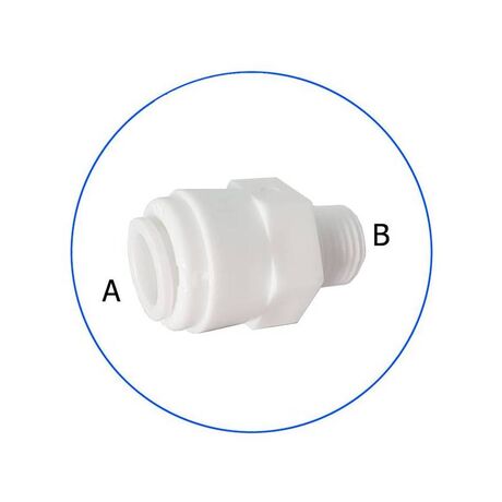 Κούμπωμα Ασφαλείας με αρσενικό πάσο 1/4″ σε  in-line 3/8″ για Φίλτρα Νερού AQ-A5MC4-W