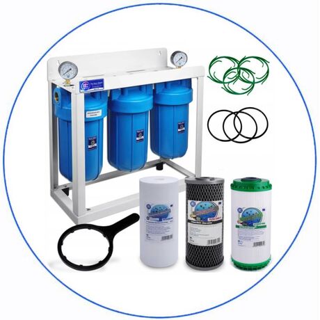 Σύστημα Φίλτρου Big Blue 10'' BBPSCBKDFCBLS10 της Aqua Filter με Διατομή Παροχής 1''