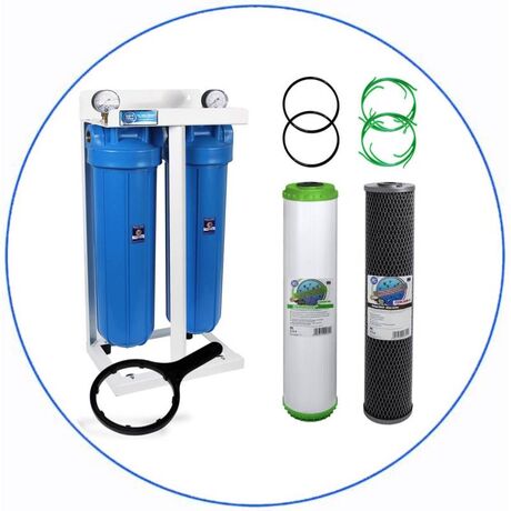 Σύστημα Φίλτρου Big Blue 20'' BBCBKDFCBLS20 της Aqua Filter με Διατομή Παροχής 1''