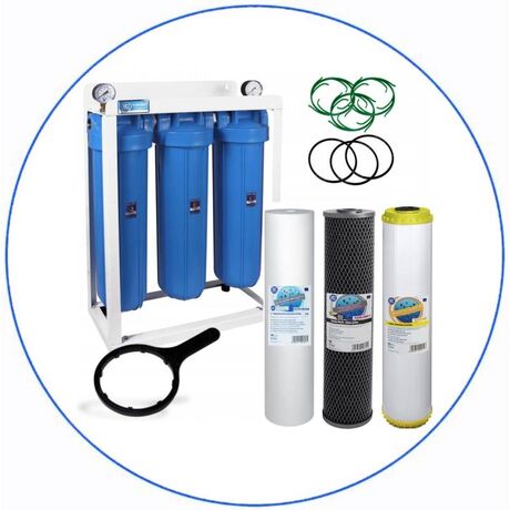 Σύστημα Φίλτρου Big Blue 20'' BBPSCSTCBLS20 της Aqua Filter με Διατομή Παροχής 1''