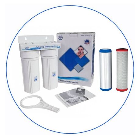 Φίλτρο Κάτω Πάγκου 10″ Διπλό Υψηλής Πίεσης Home Solution Silver-FC της Aqua Pure