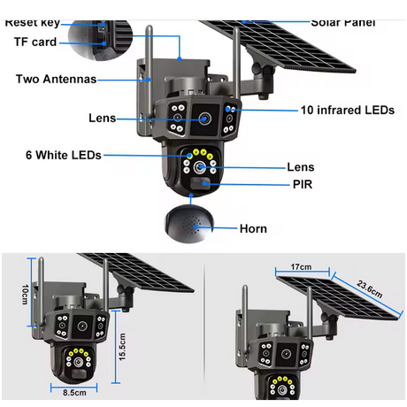 Ηλιακή κάμερα ασφαλείας IP - Dual - Solar Security Camera - V380-P38F-4G - 300075
