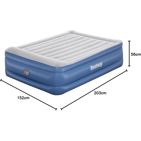 BESTWAY TriTech Quenn 203x152x56cm Twin Built-in AC pump, Φουσκωτό Στρώμα Ύπνου Διπλό με Εσωτερική Τρόμπα, 67614