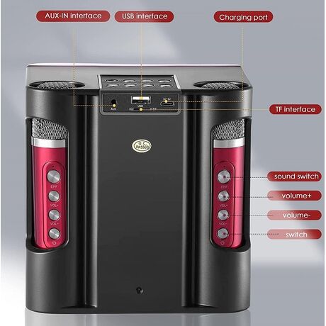 Ασύρματο ηχείο Bluetooth με 2 μικρόφωνα Karaoke - YS-207 - 887196 - Red