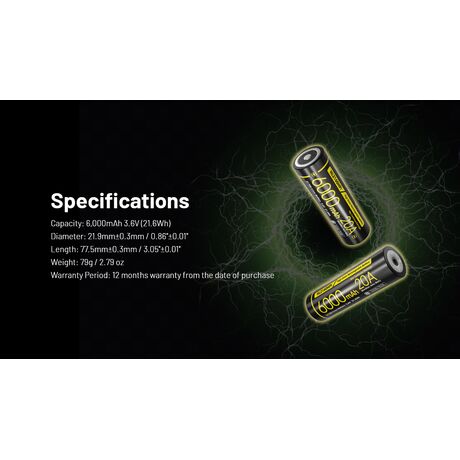 ΜΠΑΤΑΡΙΑ NITECORE 21700 / 6000mAh / HP (τιμή τεμαχίου)