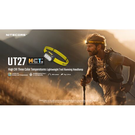 ΦΑΚΟΣ LED NITECORE HEADLAMP UT27 Pro MCT 800Lumens + 2x HBL1500Lion Battery, Black
