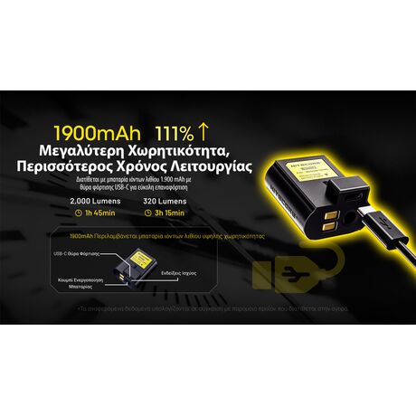 ΦΑΚΟΣ LED NITECORE NPL35, 2000lumens, 412meters