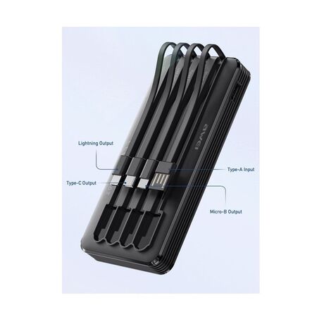 Powerbank - P133K - 10.000mah - 4in1 - AWEI - 048958 - Black