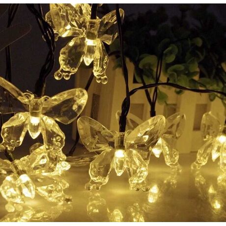 Ηλιακή γιρλάντα φωτισμού LED - Πεταλούδα - 5m+1m - 20D - 152837 - Warm White