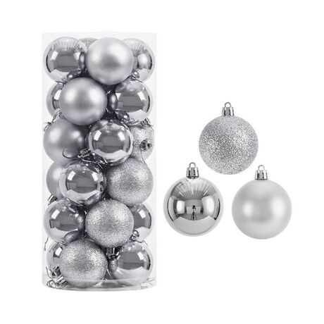 Σετ Χριστουγεννιάτικες μπάλες - 10cm - 20pcs - 326017 - Silver