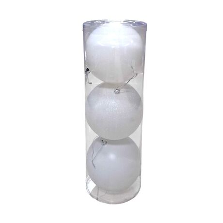 Σετ Χριστουγεννιάτικες μπάλες - 12cm - 3pcs - 326123 - White