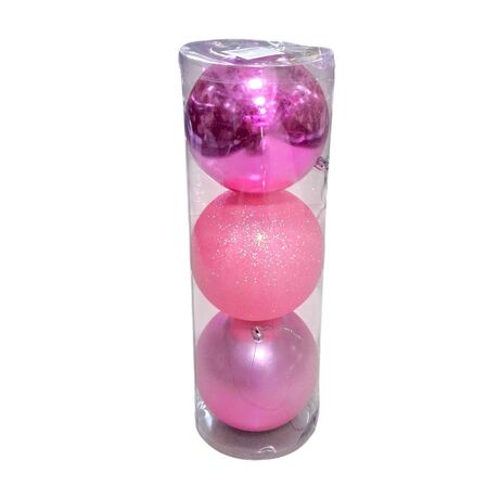 Σετ Χριστουγεννιάτικες μπάλες - 12cm - 3pcs - 326123 - Pink