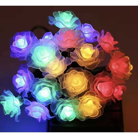 Ηλιακή γιρλάντα φωτισμού LED - Τριαντάφυλλο - 5m+1m - 20D - 152905 - RGB