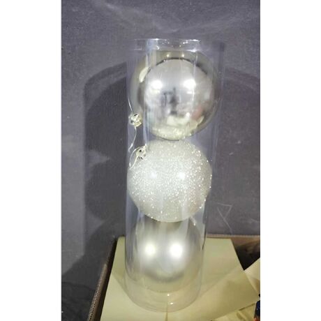 Σετ Χριστουγεννιάτικες μπάλες - 12cm - 3pcs - 326123 - White