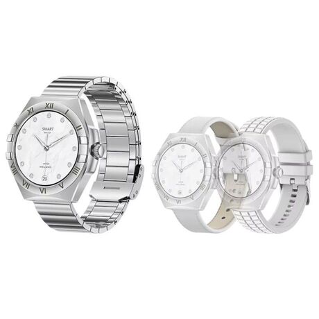 Σετ Smartwatch με 3 λουράκια - LG80 Mini - 065066 - White